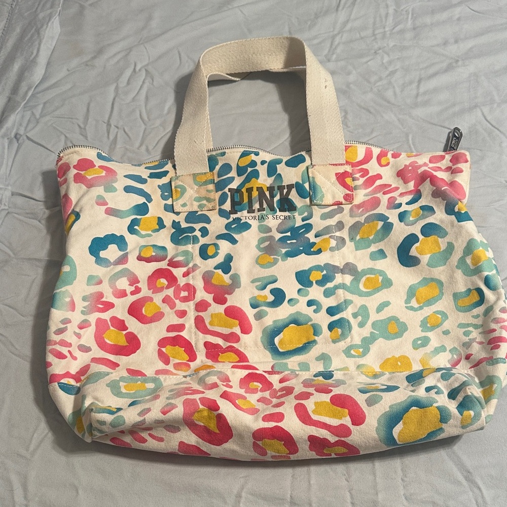 PINK Victoria's Secret Colorful Leopard Tote